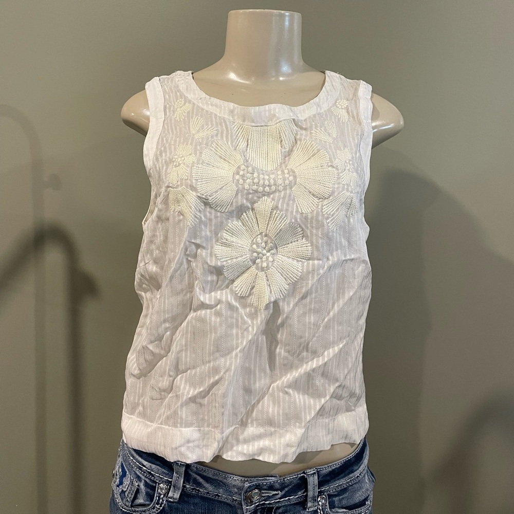Willow & Clay / tank top sheer with details waist cropped